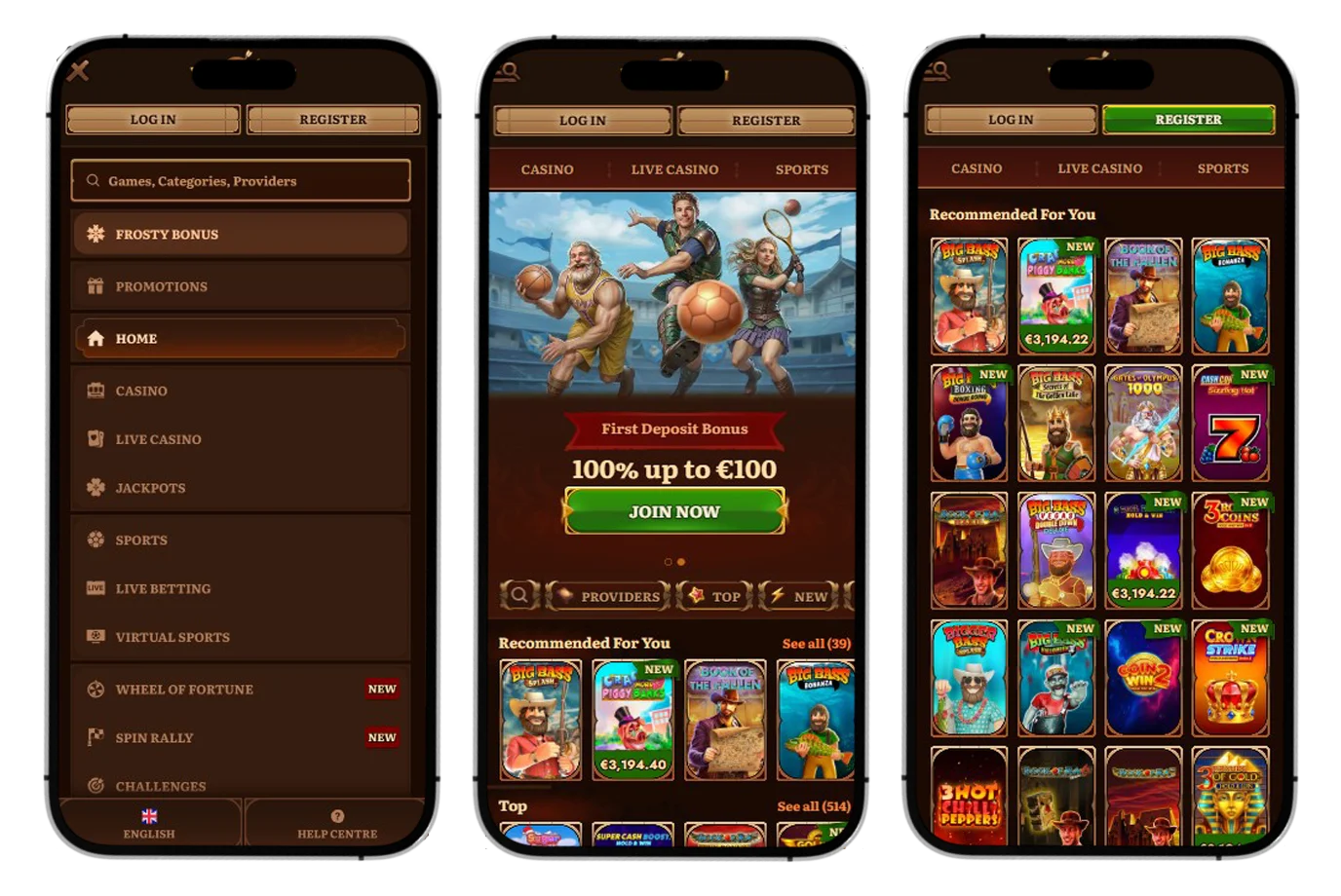 Capture d'écran de l'app WildRobin Casino